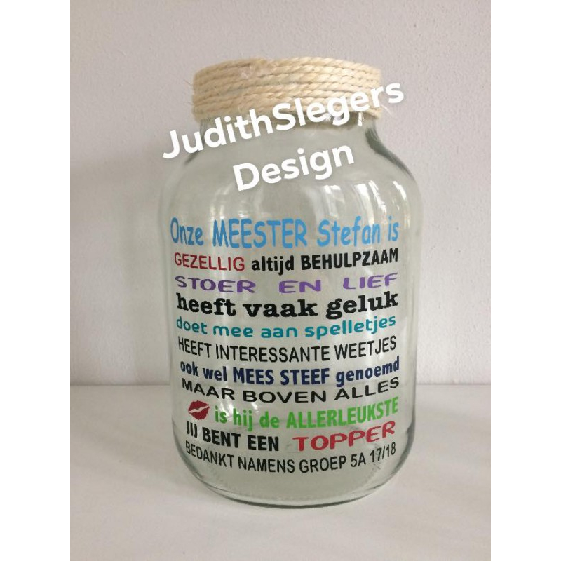 Bedankt luxe glaspot meester 